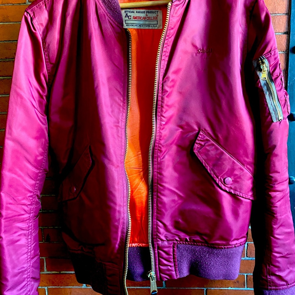 Burgundy Schott x American College bomber jacket - M